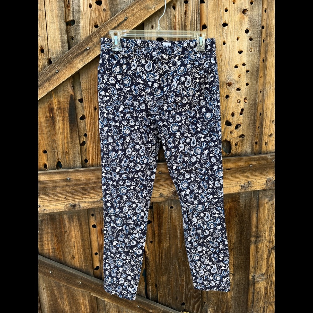 Gap Signature Skinny Ankle Pants Women’s Size 4 Stretch Mid Rise Blue Floral